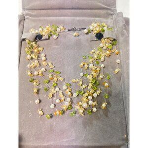 Lauderhill Freshwater Pearl & Gemstone Beaded Necklace With Green & Yellow Accen